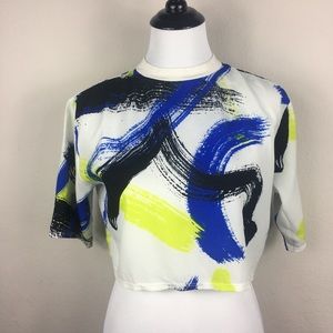 Forever 21 Multi Colored Abstract Crop Top